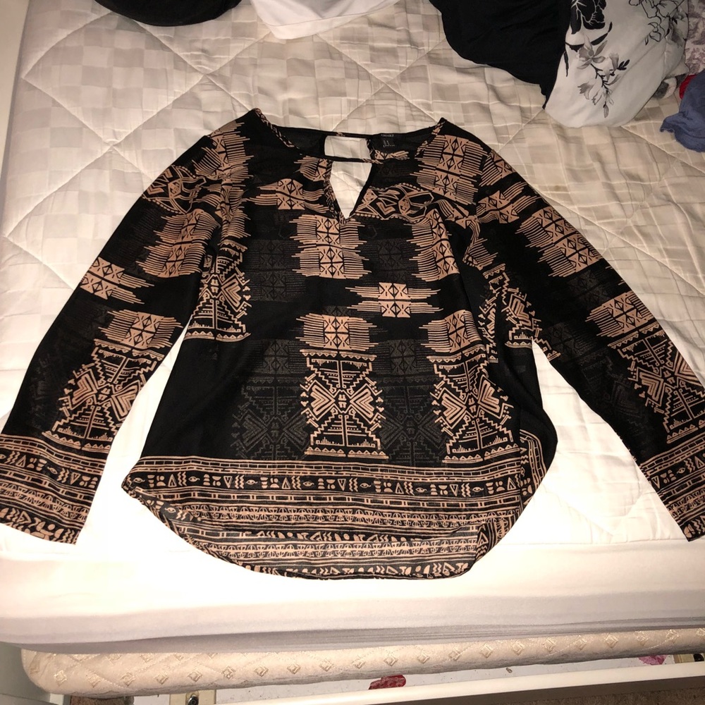 Long sleeve tribal print blouse